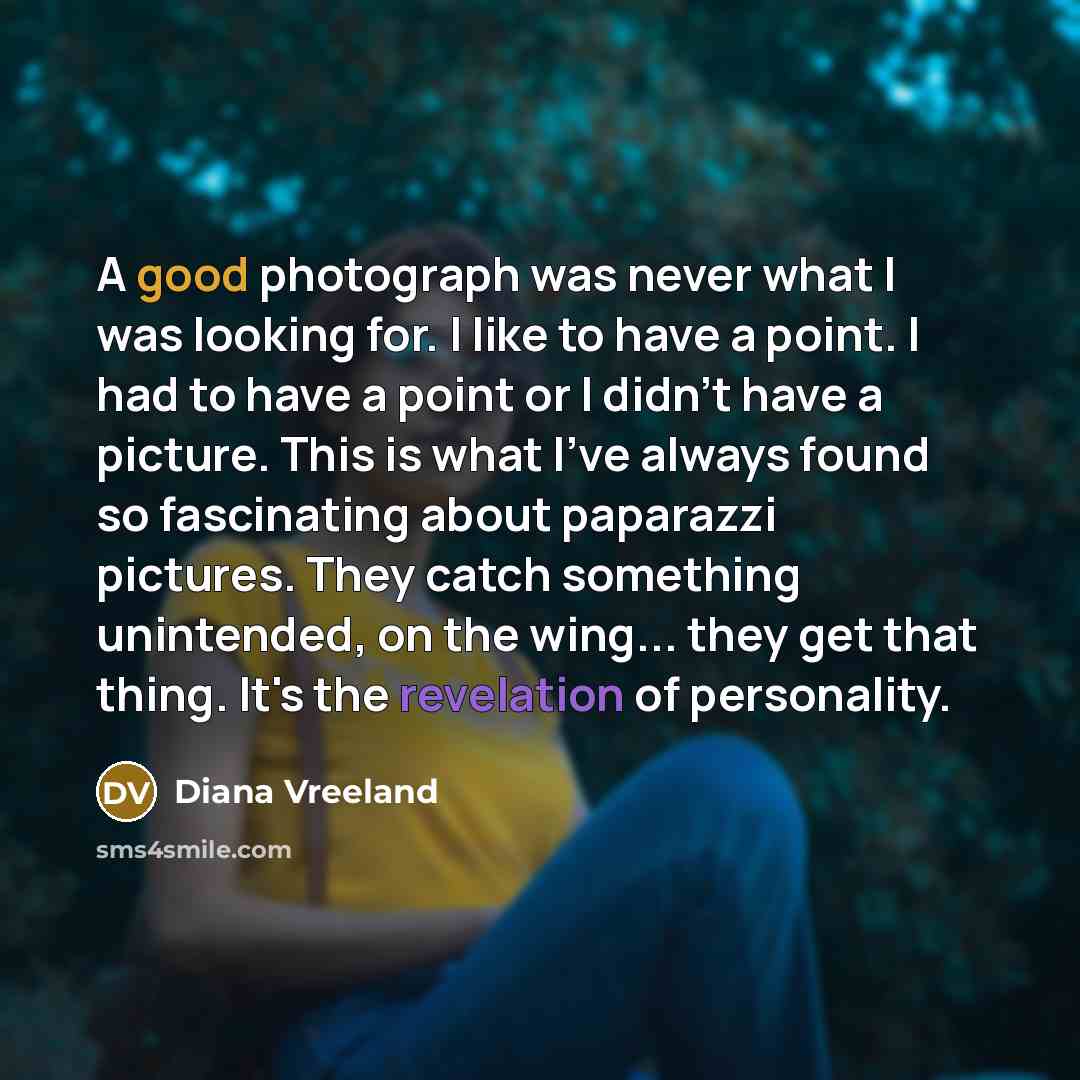 “A good photograph was never what I was looking for.…” quote by Diana Vreeland