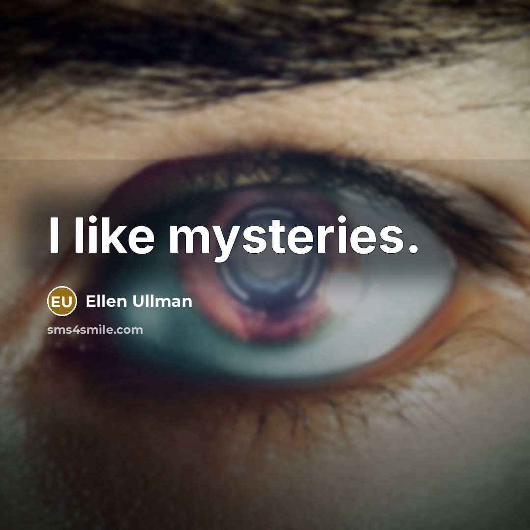 “I like mysteries.…” quote by Ellen Ullman
