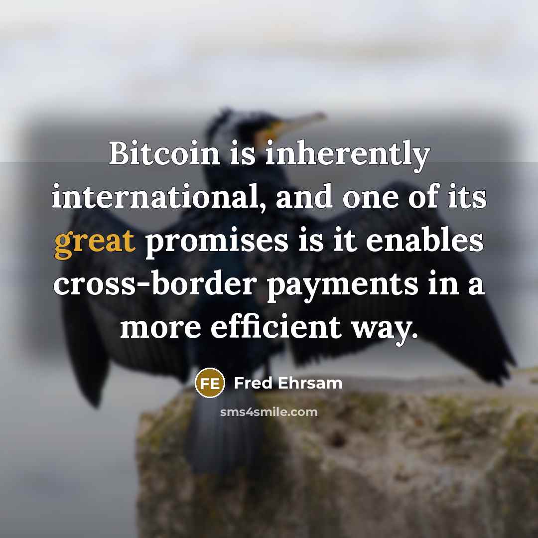 “Bitcoin is inherently international, and one of its great promises…” quote by Fred Ehrsam