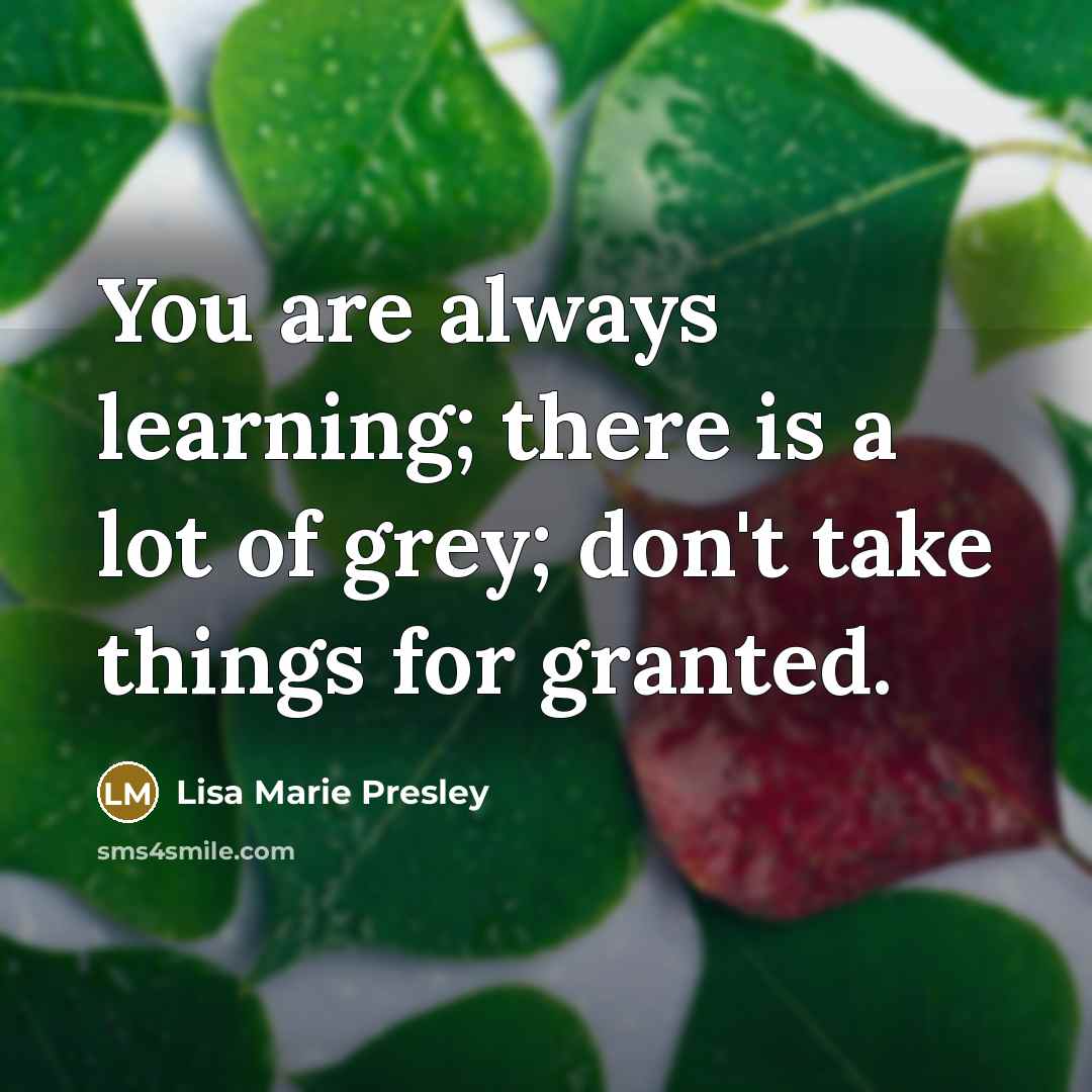 “You are always learning; there is a lot of grey;…” quote by Lisa Marie Presley