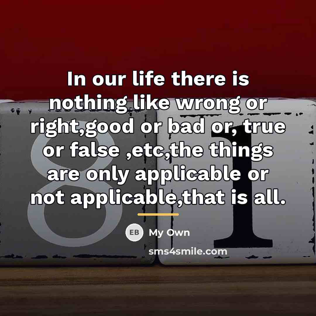“In our life there is nothing like wrong or right,good…” quote by My Own