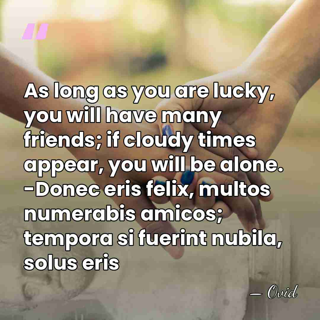 As long as you are lucky, you will have many friends; if&hellip; - Ovid