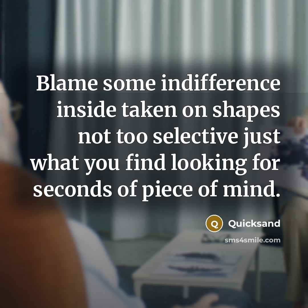 “Blame some indifference inside taken on shapes not too selective…” quote by Quicksand