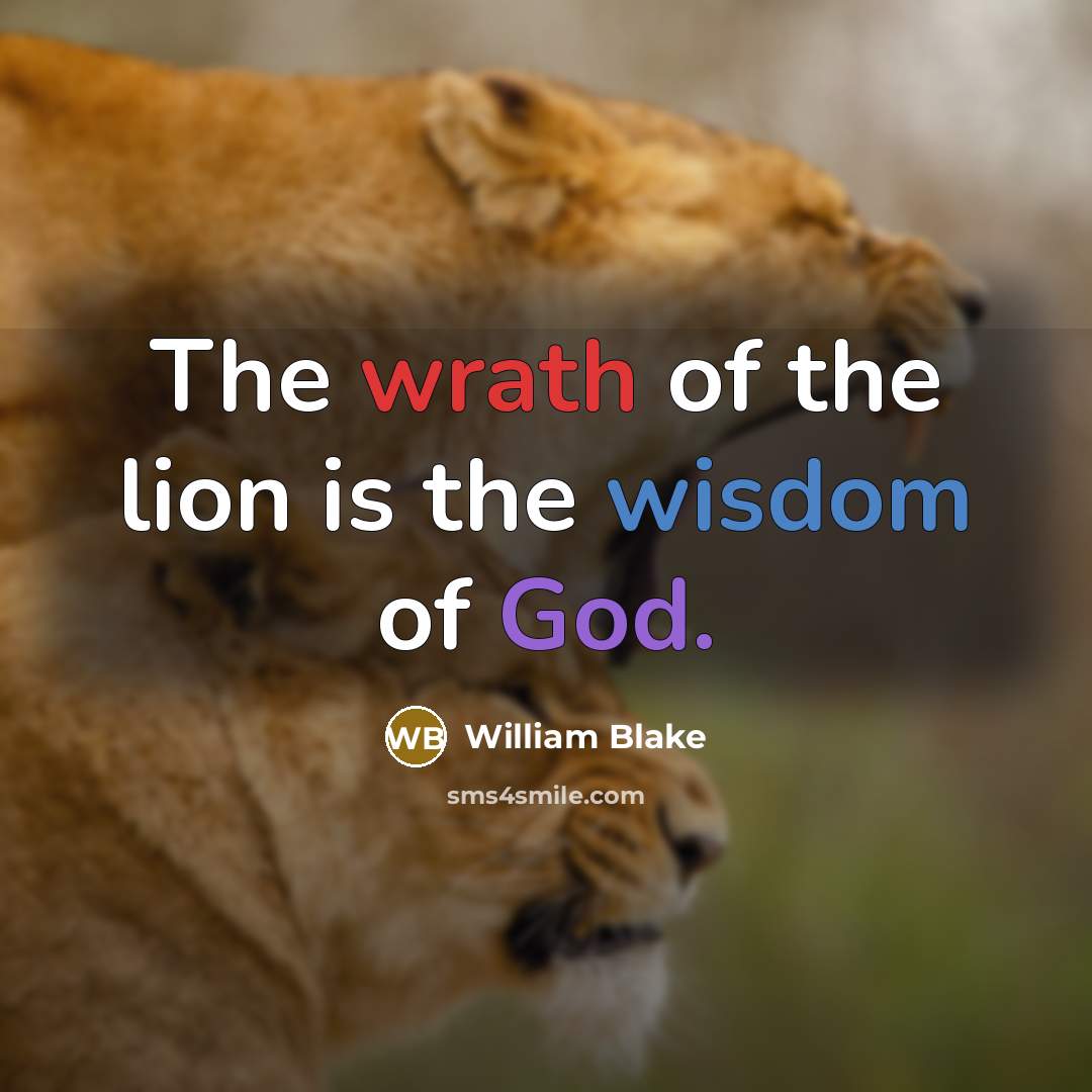 “The wrath of the lion is the wisdom of God.…” quote by William Blake