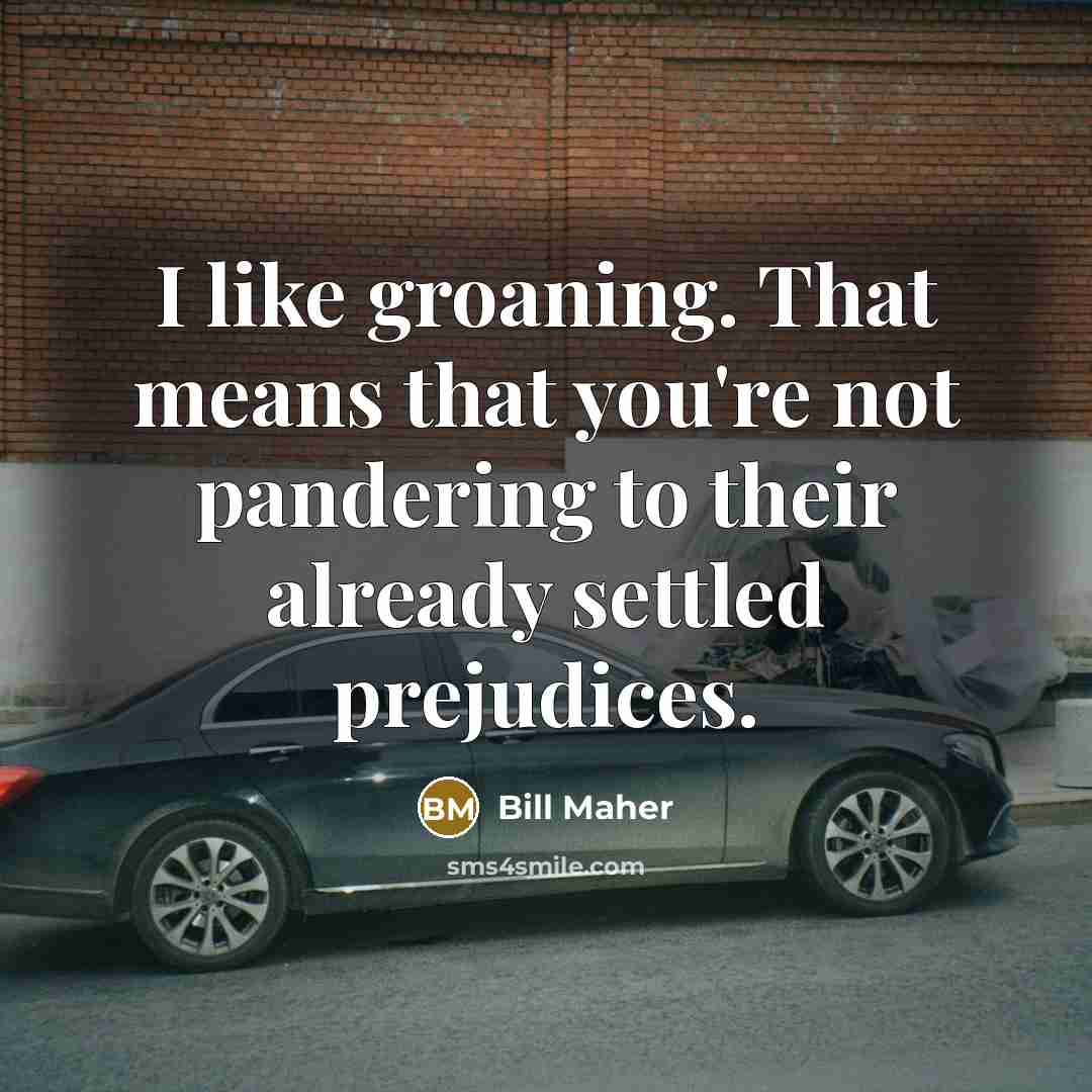 “I like groaning. That means that you're not pandering to…” quote by Bill Maher