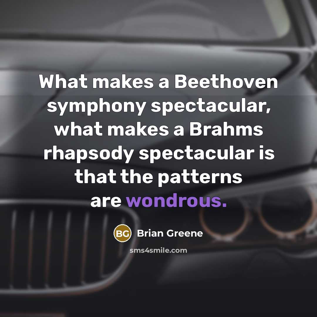 “What makes a Beethoven symphony spectacular, what makes a Brahms…” quote by Brian Greene