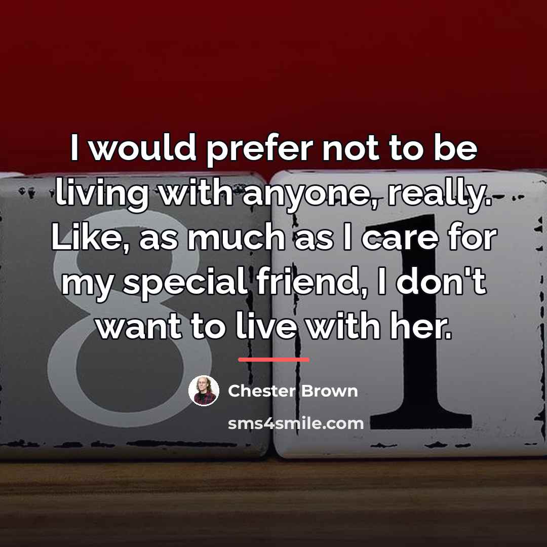 “I would prefer not to be living with anyone, really.…” quote by Chester Brown