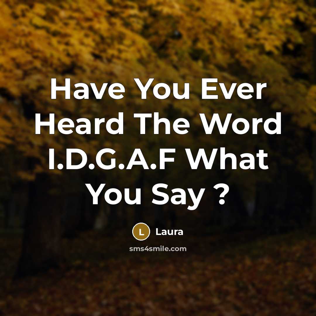 “Have You Ever Heard The Word I.D.G.A.F What You Say ?” quote by Laura