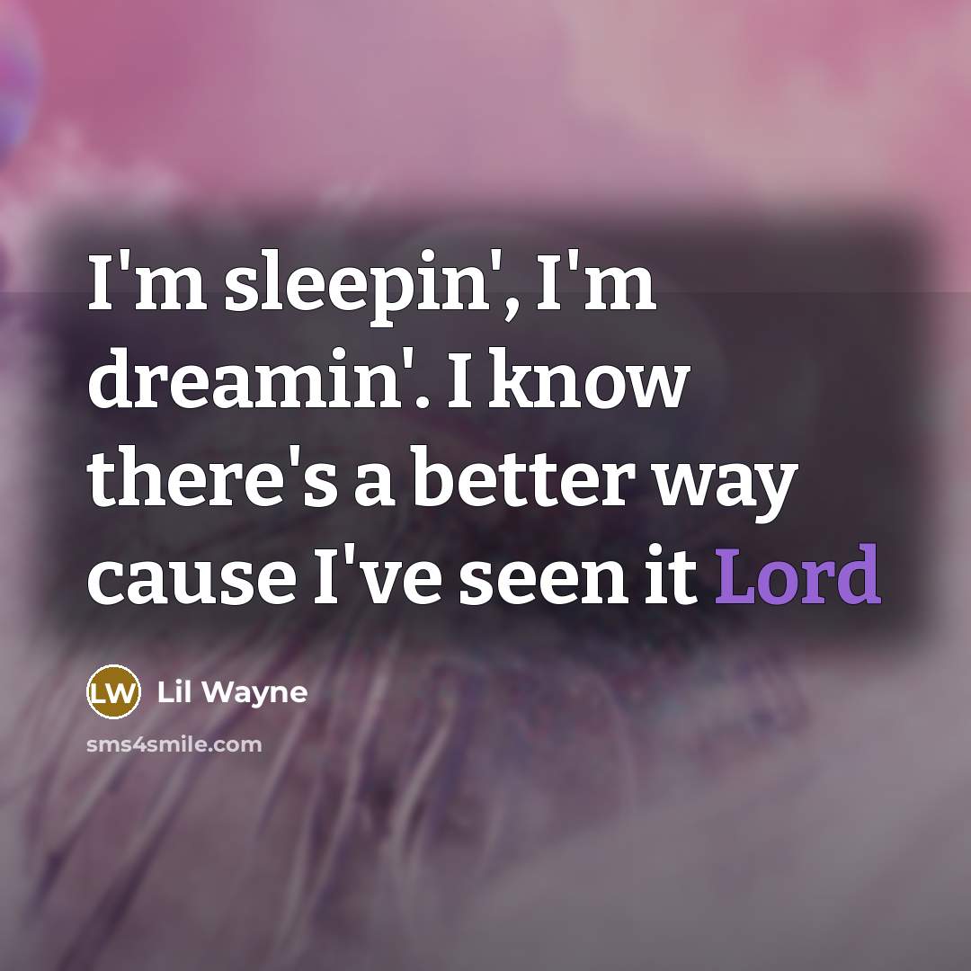 “I'm sleepin', I'm dreamin'. I know there's a better way…” quote by Lil Wayne