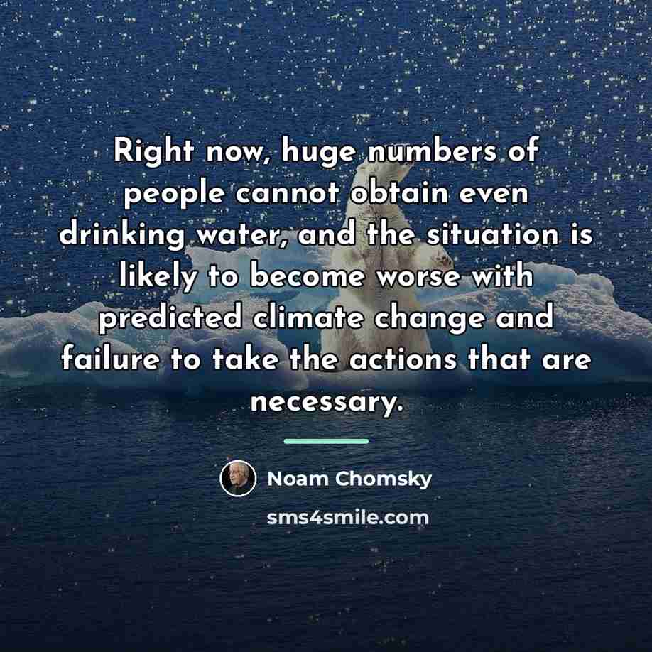 “Right now, huge numbers of people cannot obtain even drinking…” quote by Noam Chomsky