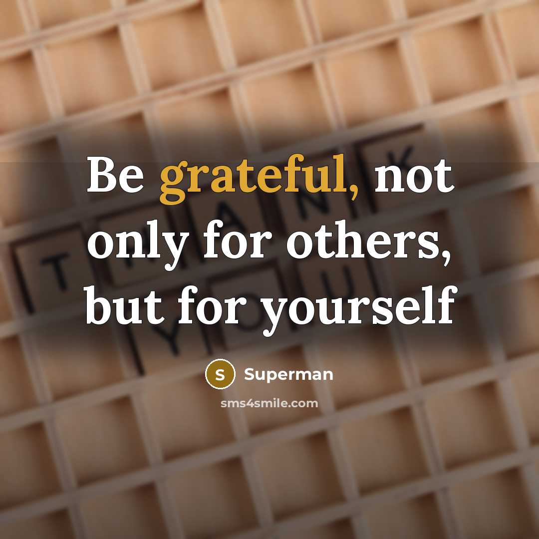 “Be grateful, not only for others, but for yourself…” quote by Superman
