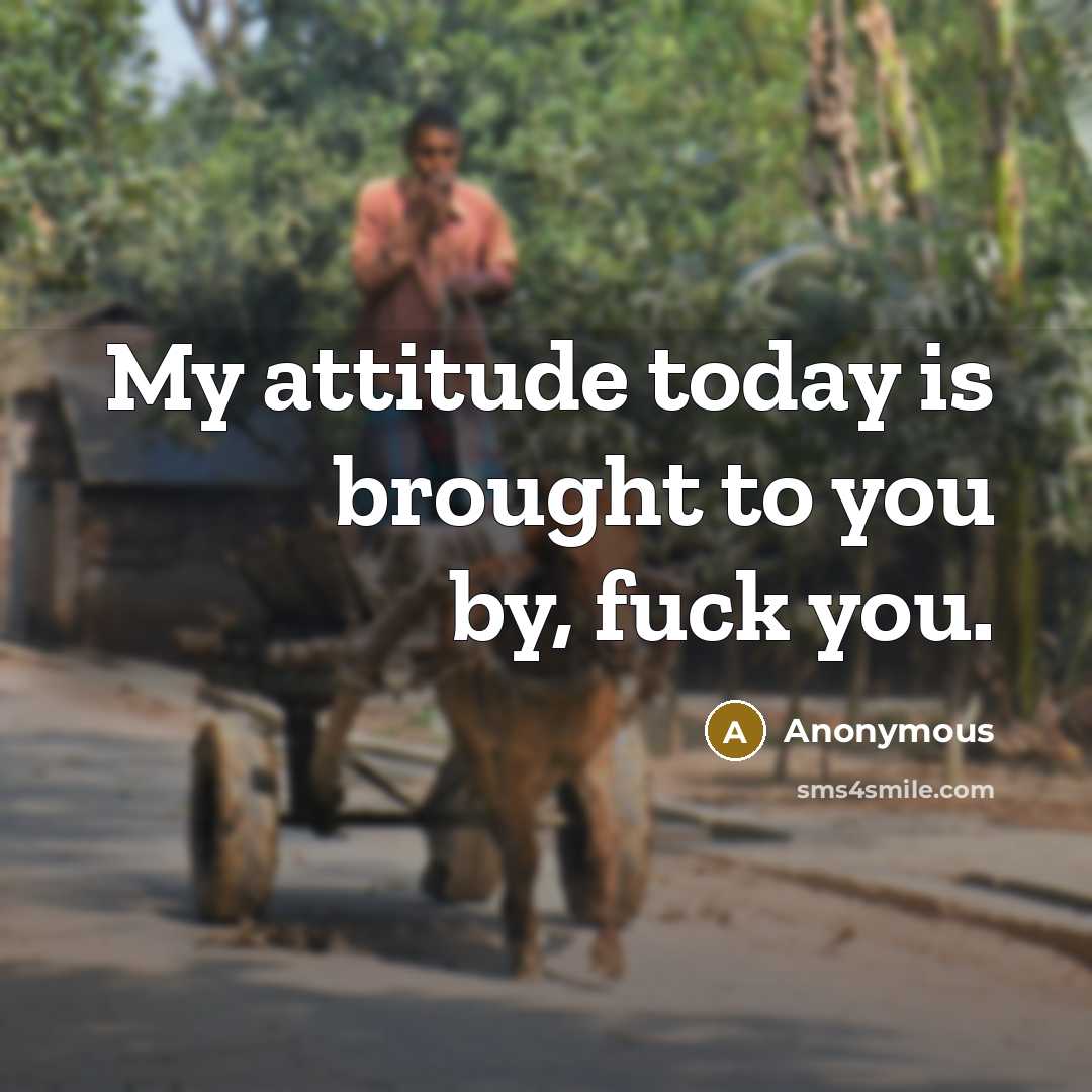 “My attitude today is brought to you by, fuck you.…” quote by Anonymous