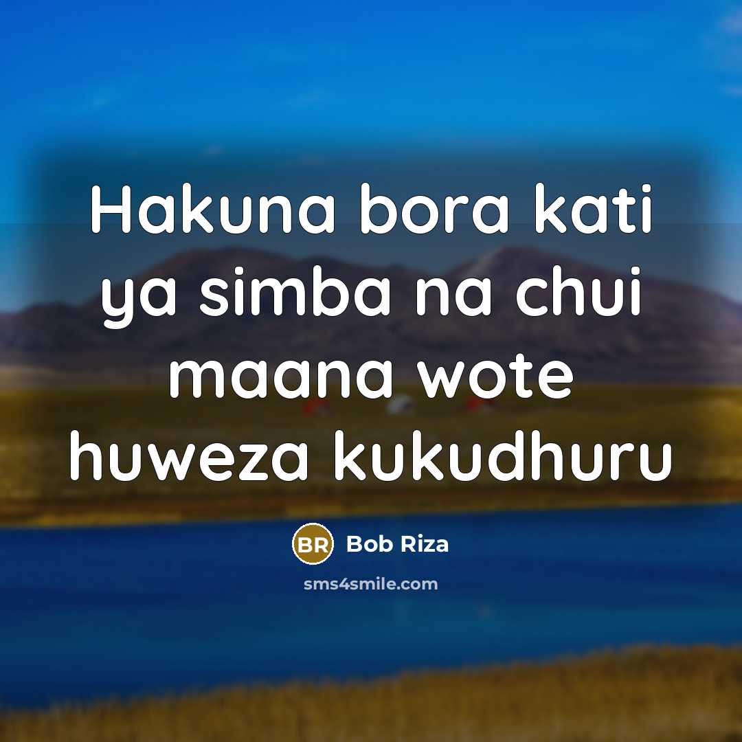“Hakuna bora kati ya simba na chui maana wote huweza…” quote by Bob Riza