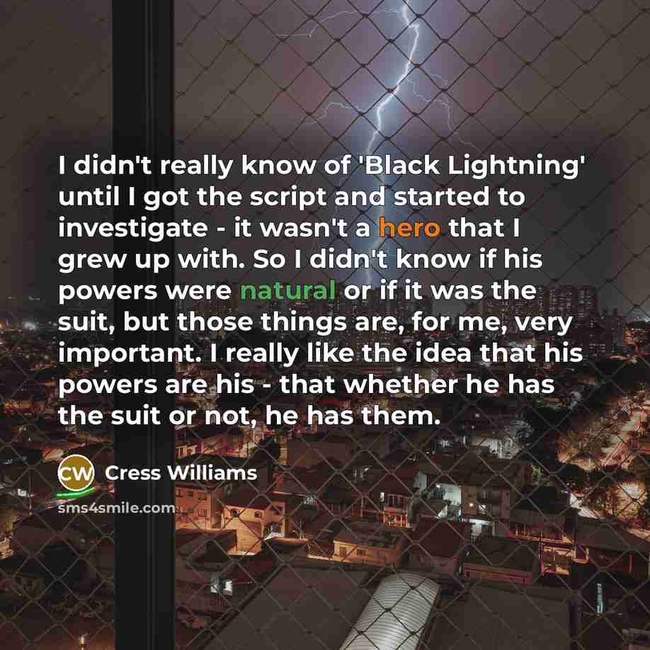 “I didn't really know of 'Black Lightning' until I got…” quote by Cress Williams