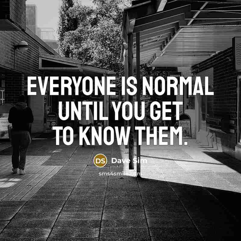 “Everyone is normal until you get to know them.” quote by Dave Sim