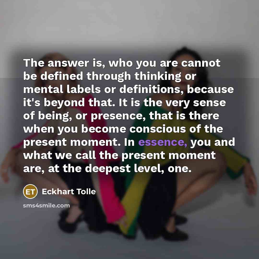 “The answer is, who you are cannot be defined through…” quote by Eckhart Tolle