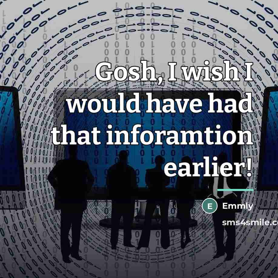 “Gosh, I wish I would have had that inforamtion earlier!…” quote by Emmly