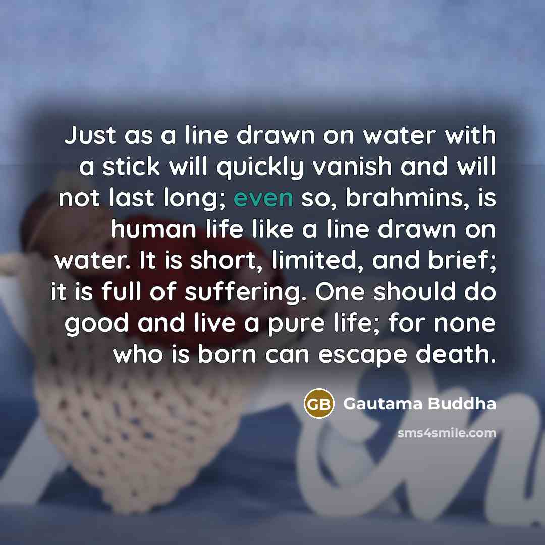 “Just as a line drawn on water with a stick…” quote by Gautama Buddha