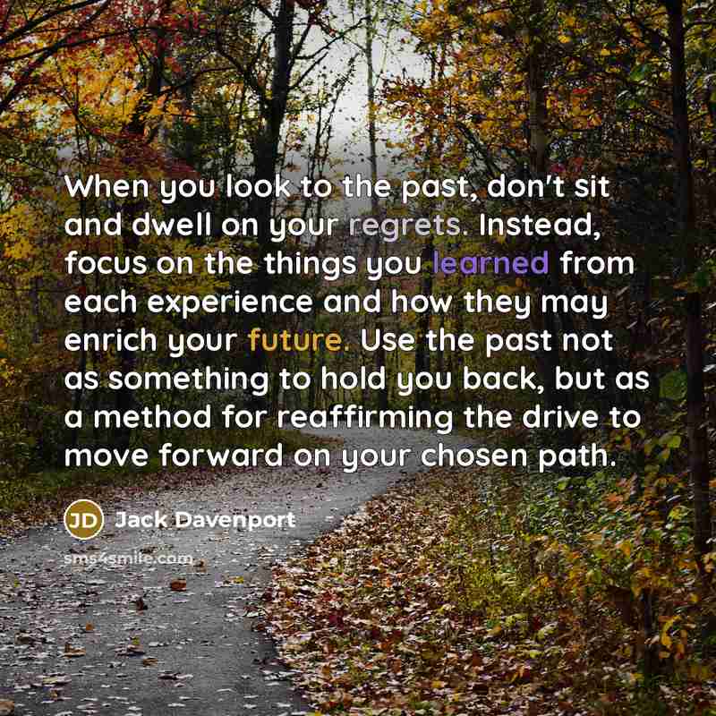 “When you look to the past, don't sit and dwell…” quote by Jack Davenport