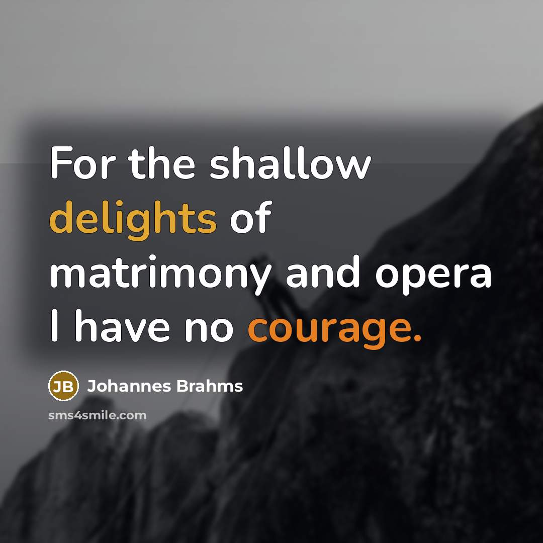 “For the shallow delights of matrimony and opera I have…” quote by Johannes Brahms