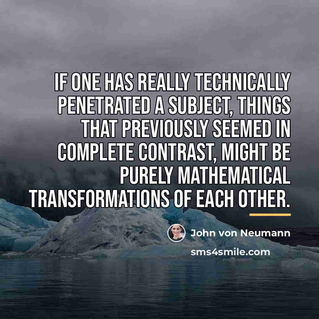 “If one has really technically penetrated a subject, things that…” quote by John Von Neumann