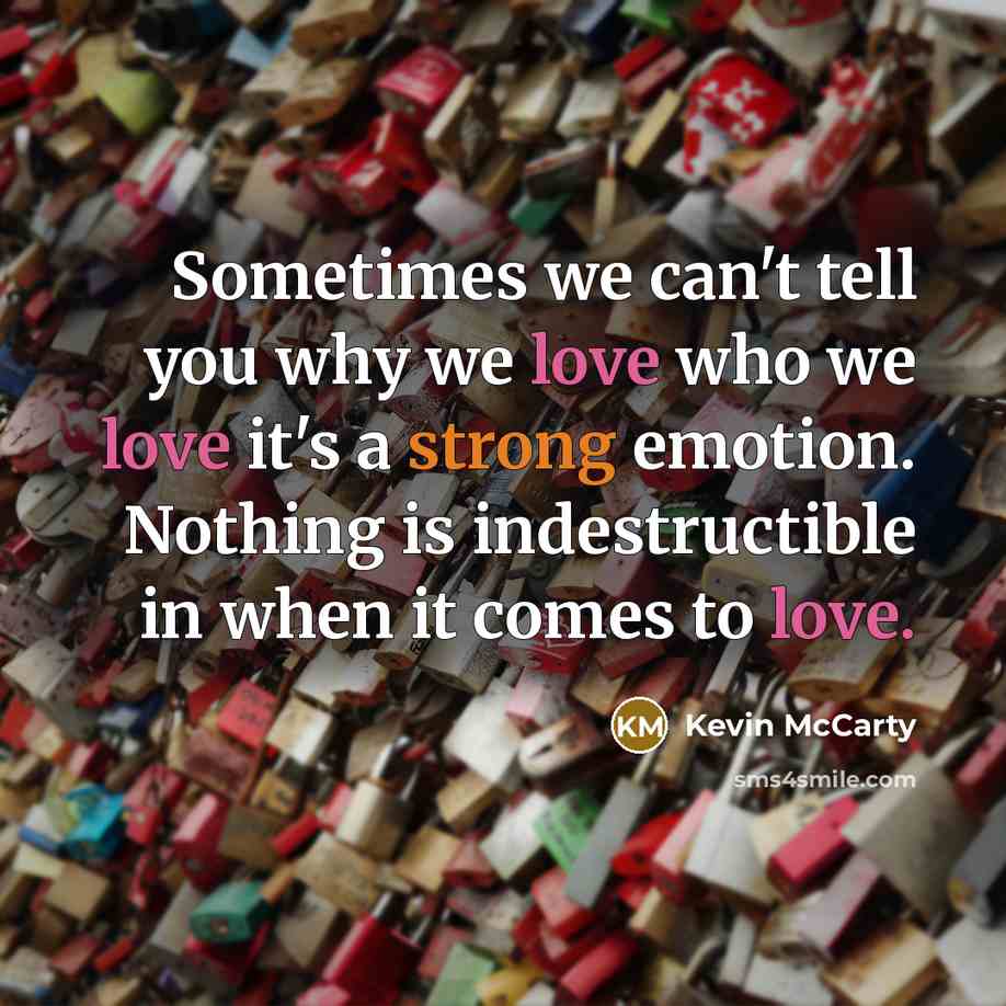 “Sometimes we can't tell you why we love who we…” quote by Kevin McCarty