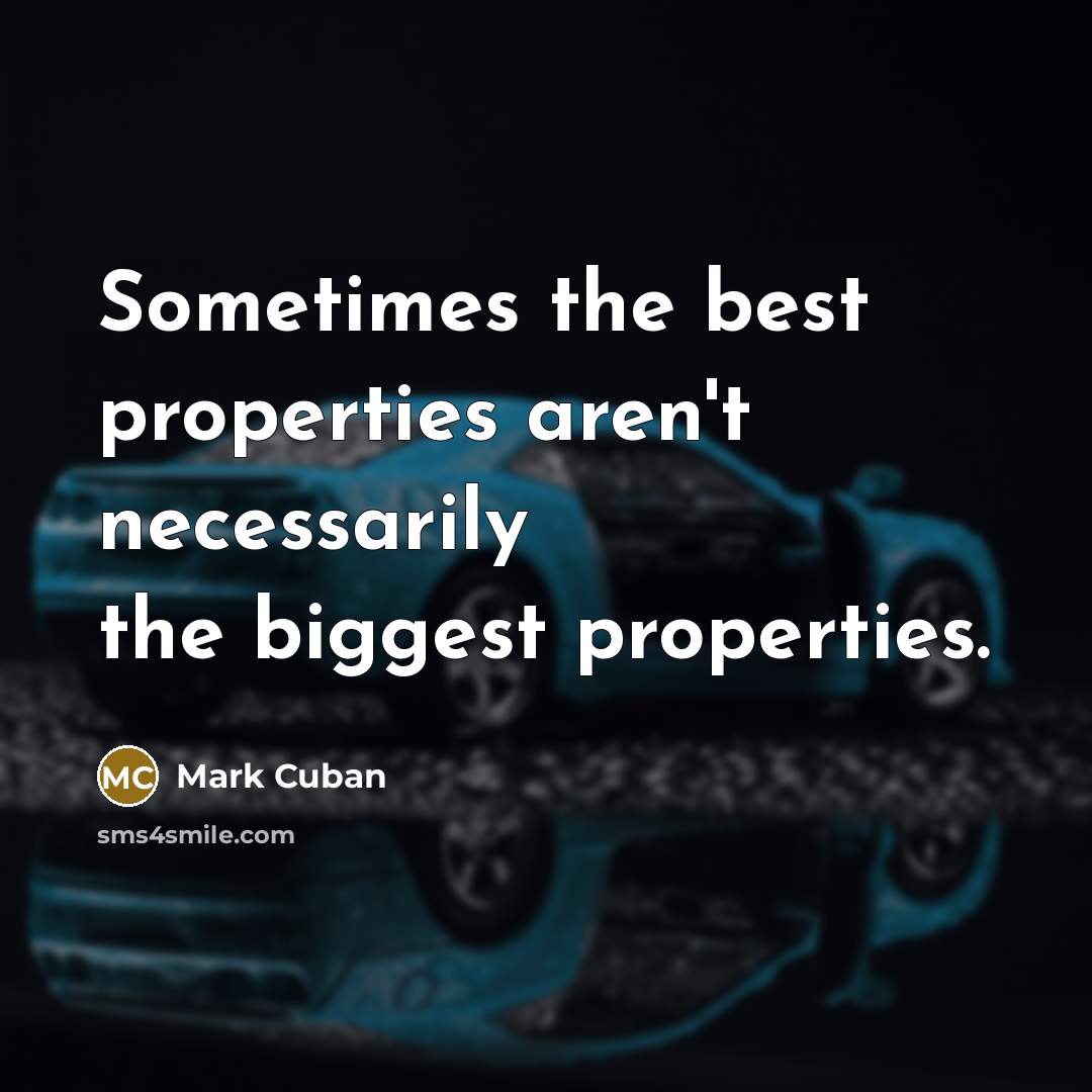 “Sometimes the best properties aren't necessarily the biggest properties.…” quote by Mark Cuban