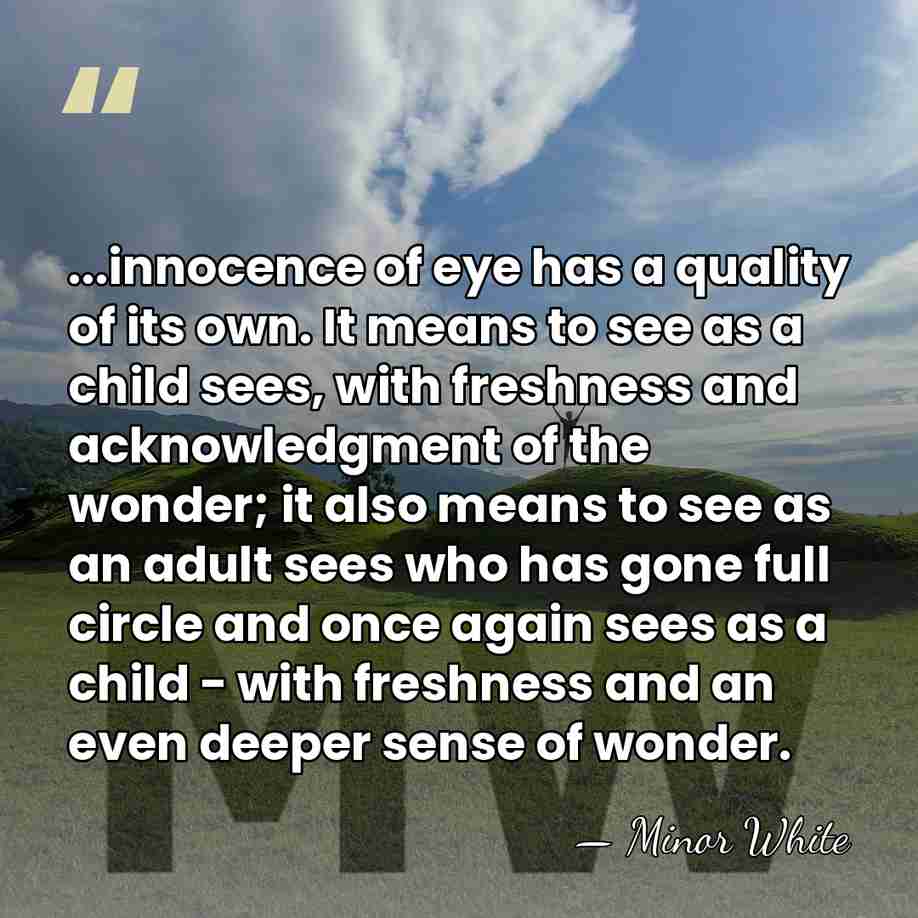 ...innocence of eye has a quality of its own. It means to&hellip; - Minor White