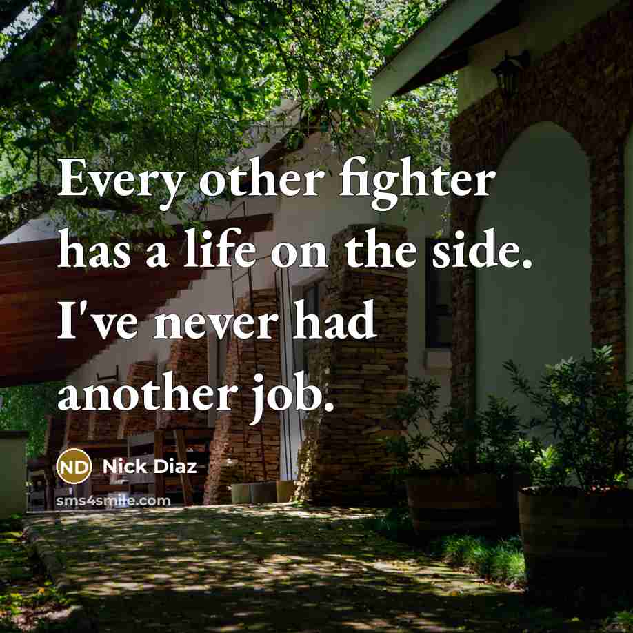“Every other fighter has a life on the side. I've…” quote by Nick Diaz
