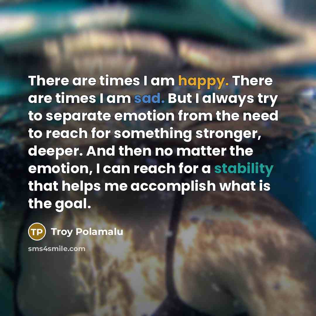 “There are times I am happy. There are times I…” quote by Troy Polamalu