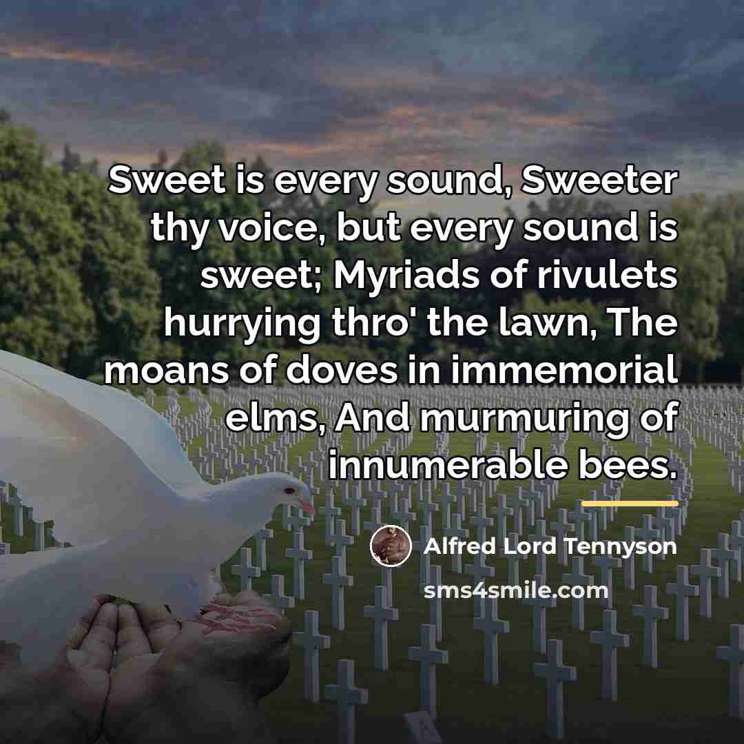 “Sweet is every sound, Sweeter thy voice, but every sound…” quote by Alfred Lord Tennyson