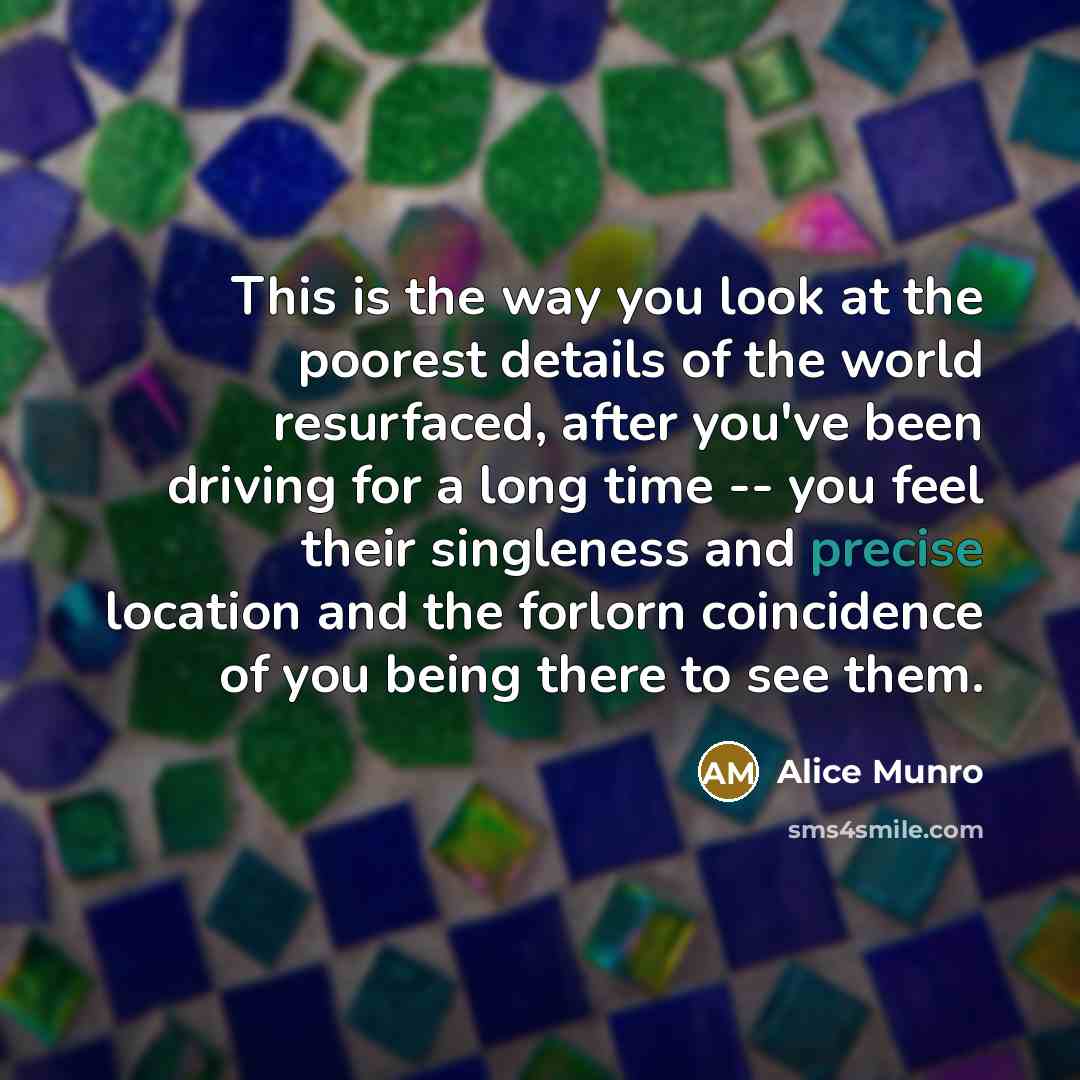 “This is the way you look at the poorest details…” quote by Alice Munro