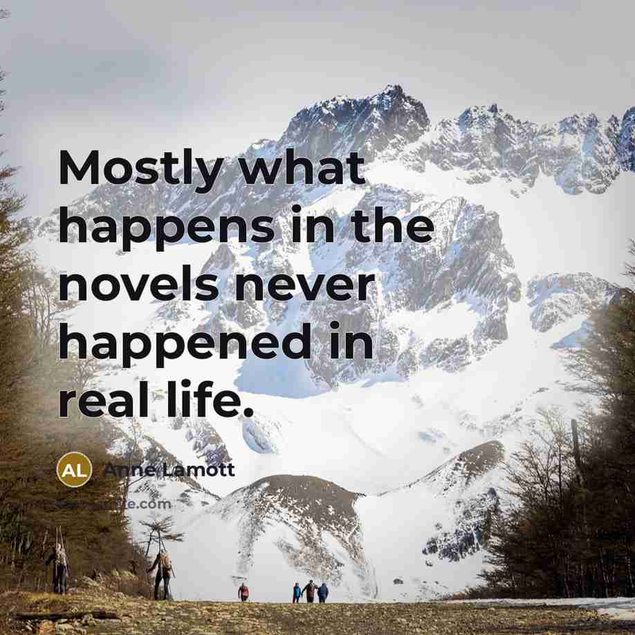 “Mostly what happens in the novels never happened in real…” quote by Anne Lamott