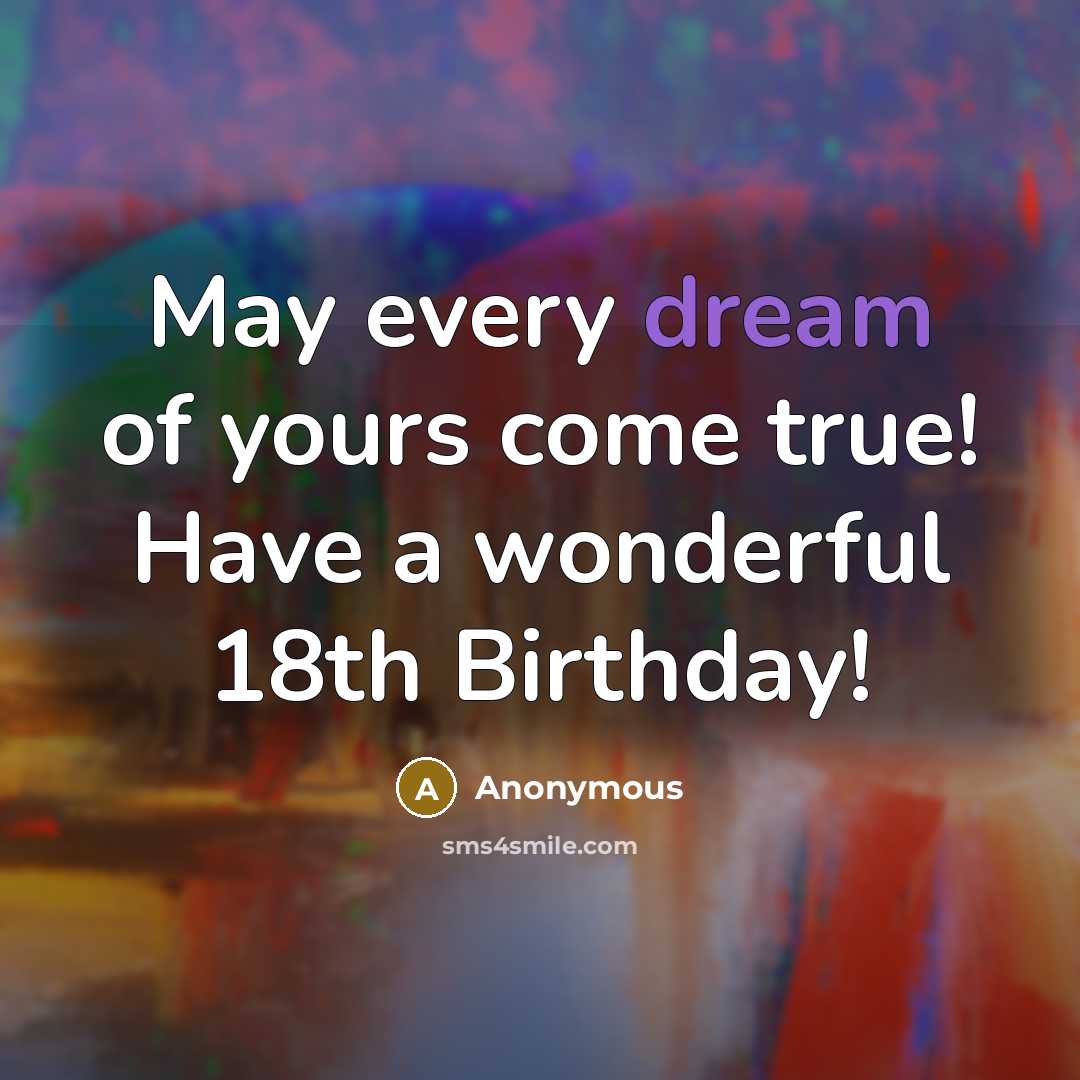 “May every dream of yours come true! Have a wonderful…” quote by Anonymous
