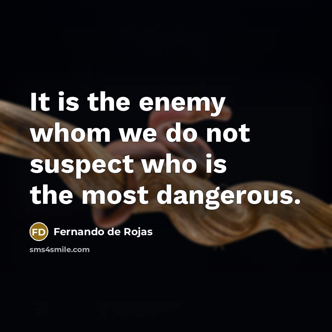 “It is the enemy whom we do not suspect who…” quote by Fernando de Rojas