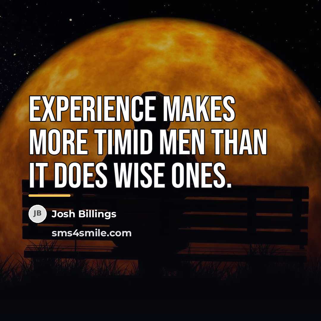“Experience makes more timid men than it does wise ones.…” quote by Josh Billings