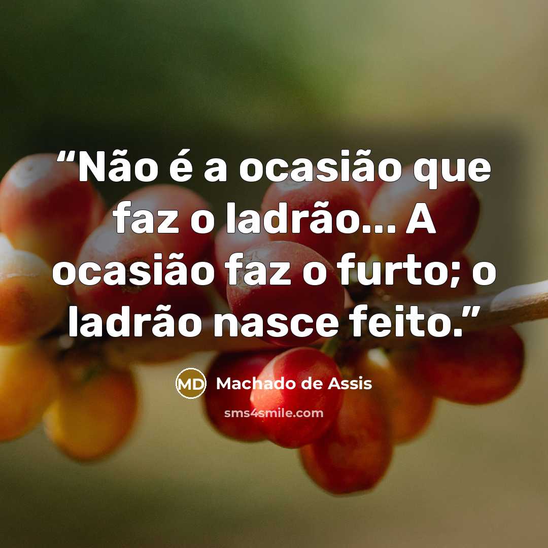 “Não é a ocasião que faz o ladrão... A ocasião faz o furto; o ladrão nasce feito.” quote by Machado de Assis