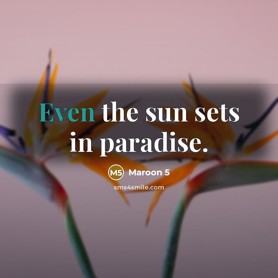 “Even the sun sets in paradise.…” quote by Maroon 5