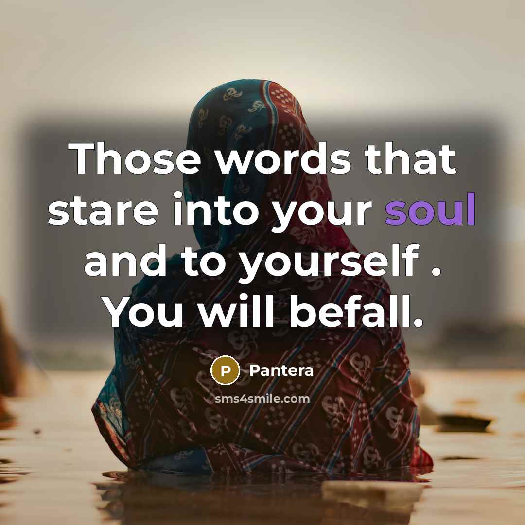 “Those words that stare into your soul and to yourself…” quote by Pantera