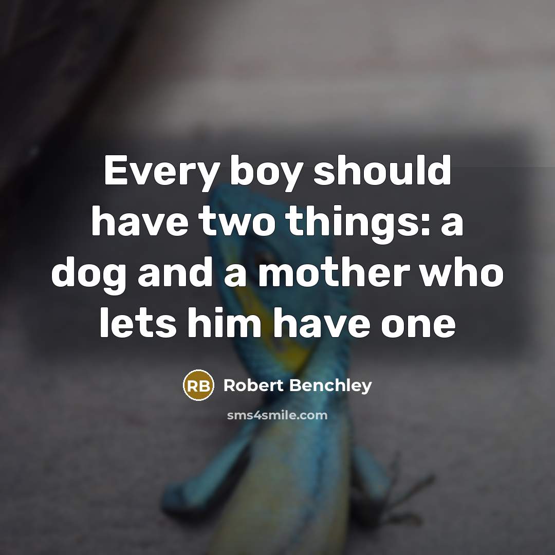 “Every boy should have two things: a dog and a mother who lets him have one” quote by Robert Benchley