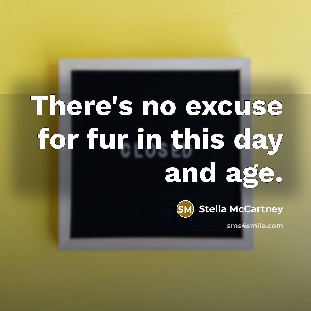 “There's no excuse for fur in this day and age.…” quote by Stella McCartney