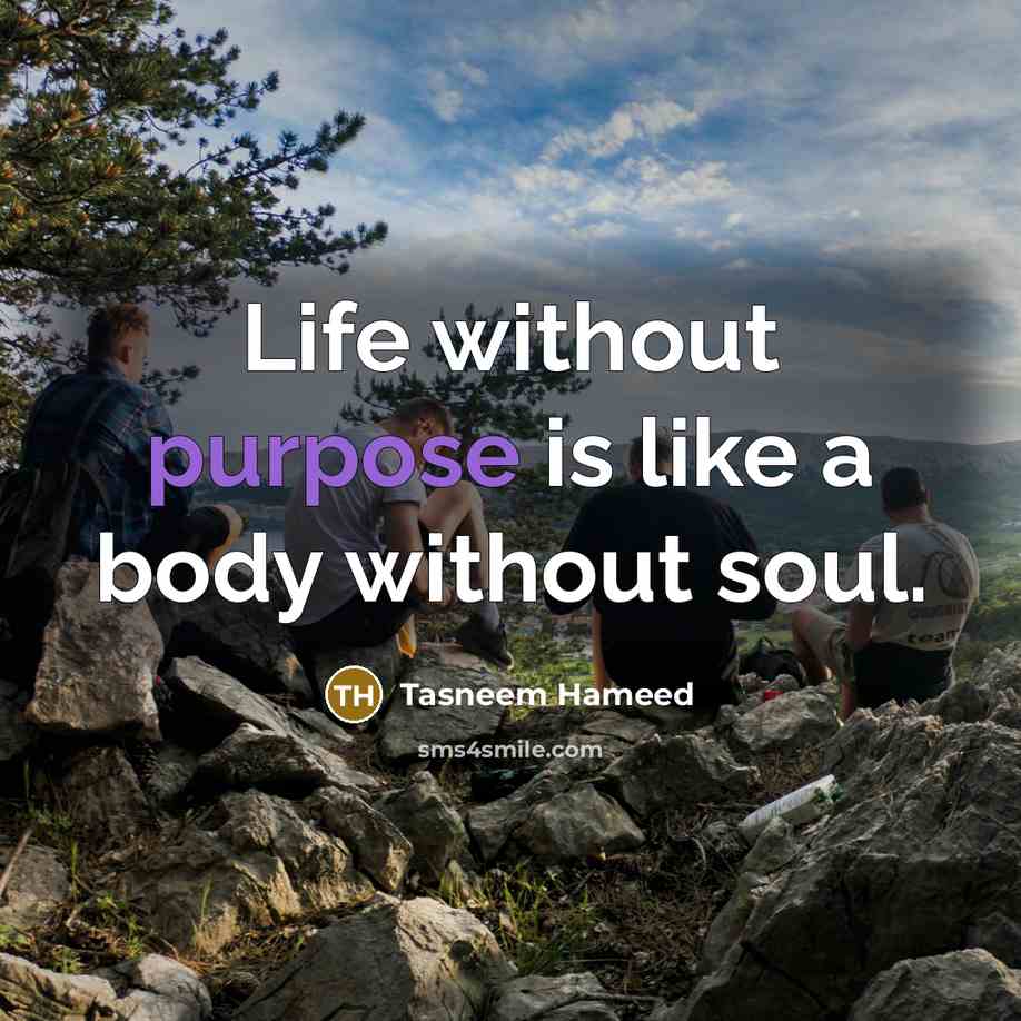 “Life without purpose is like a body without soul.…” quote by Tasneem Hameed