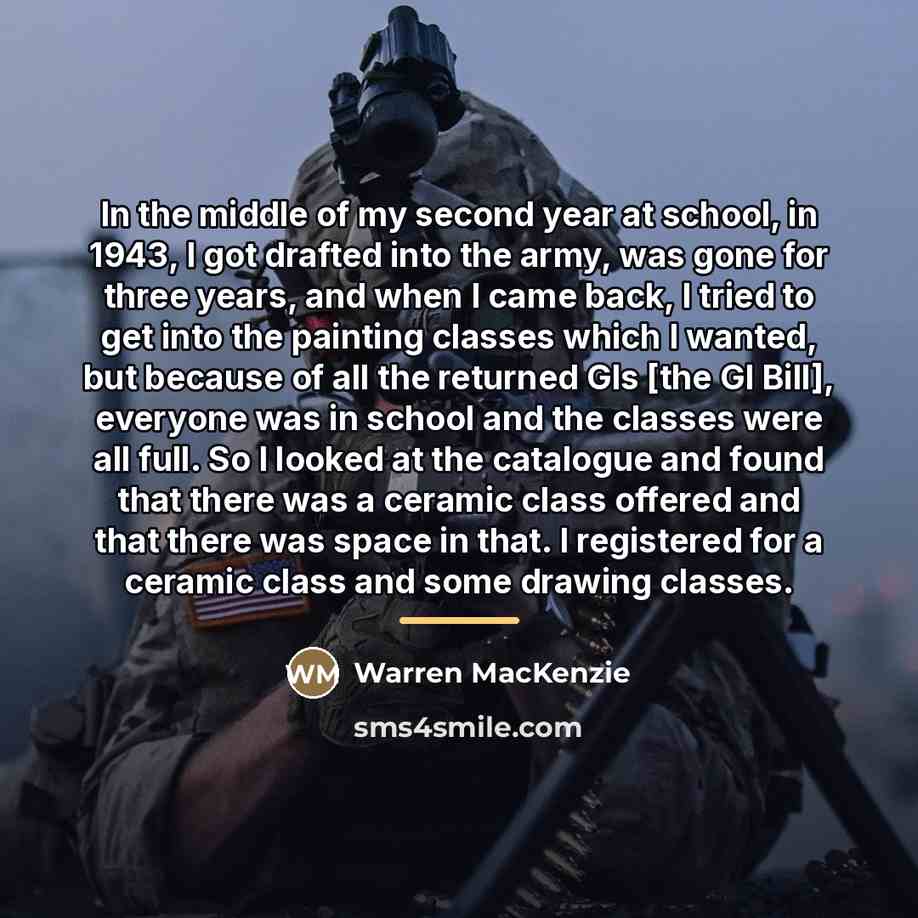 “In the middle of my second year at school, in…” quote by Warren MacKenzie
