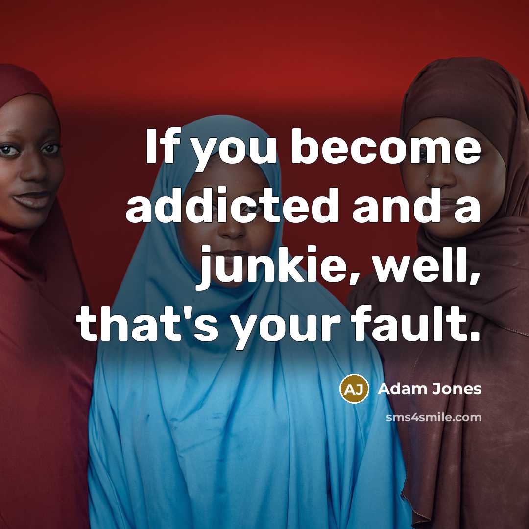 “If you become addicted and a junkie, well, that's your…” quote by Adam Jones