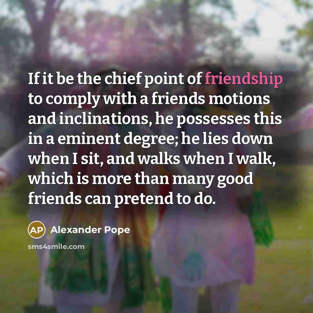 “If it be the chief point of friendship to comply…” quote by Alexander Pope