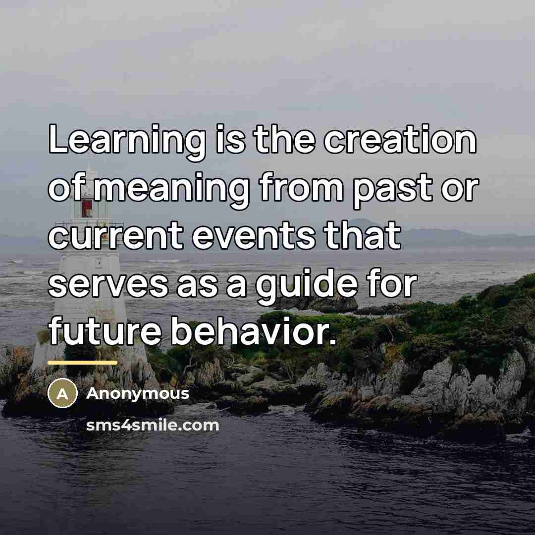 “Learning is the creation of meaning from past or current…” quote by Anonymous