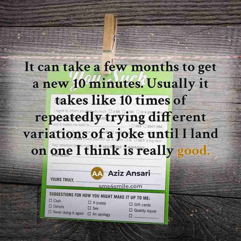 “It can take a few months to get a new…” quote by Aziz Ansari