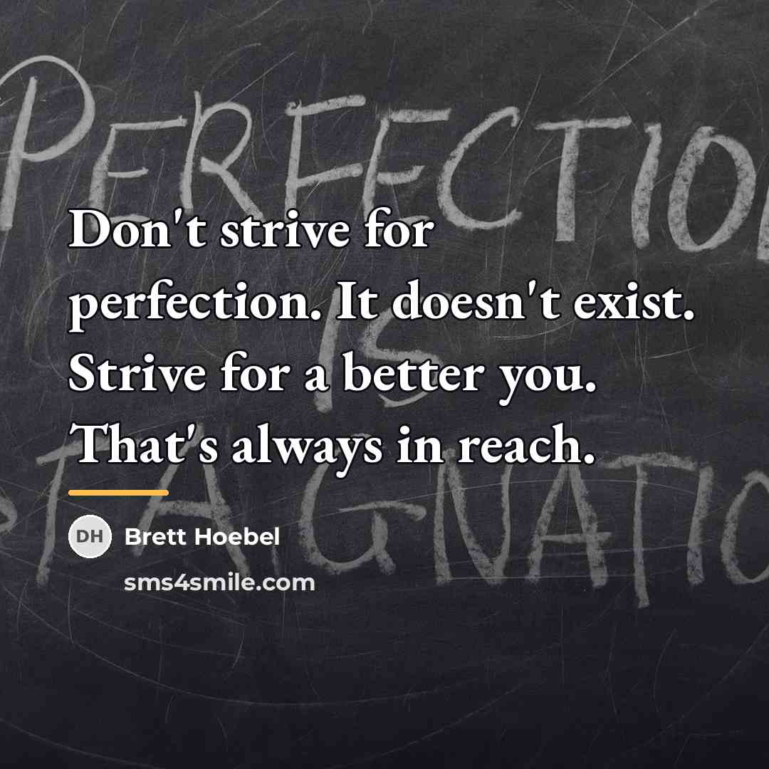 “Don't strive for perfection. It doesn't exist. Strive for a…” quote by Brett Hoebel