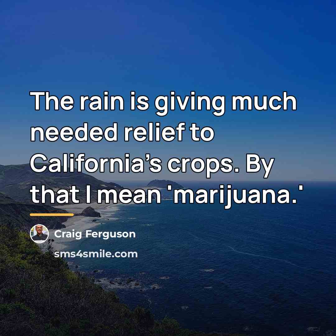 “The rain is giving much needed relief to California's crops.…” quote by Craig Ferguson