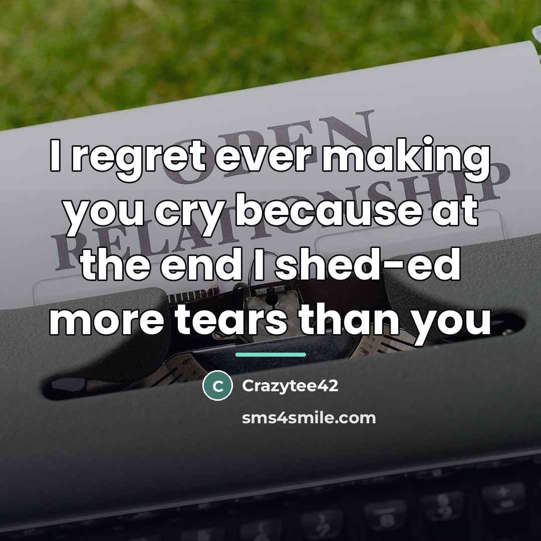 “I regret ever making you cry because at the end…” quote by Crazytee42